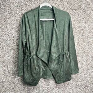 Blank NYC Jacket Women’s Small Green Faux Suede Drape Open Front